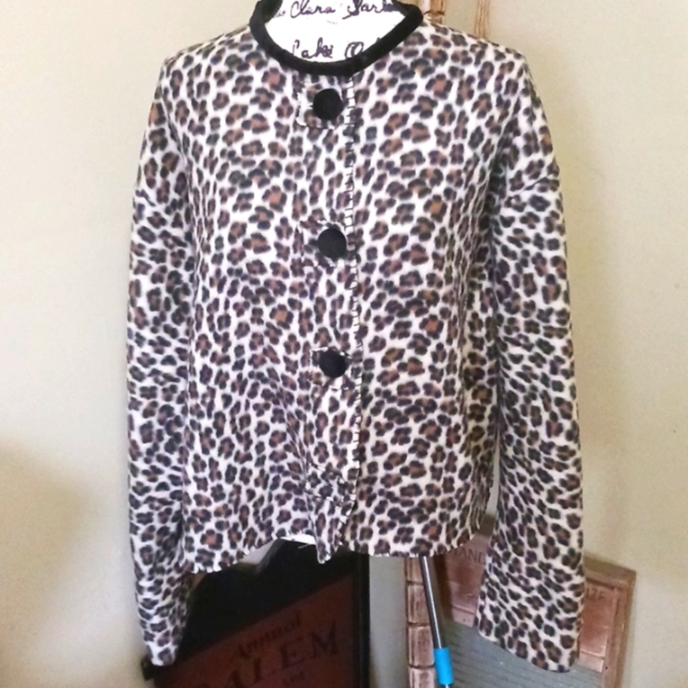 HANDCRAFTED Fleece Blanket Leopard Animal Print Fitted Jacket/Coat